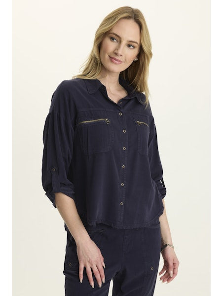 XCVI Wearables Knapp Button-Up - Navy