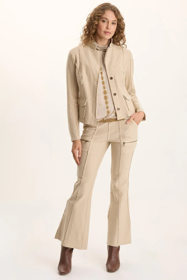 XCVI Ninian Twill Knit Zipper Pocket Flared Pant  in Park Avenue