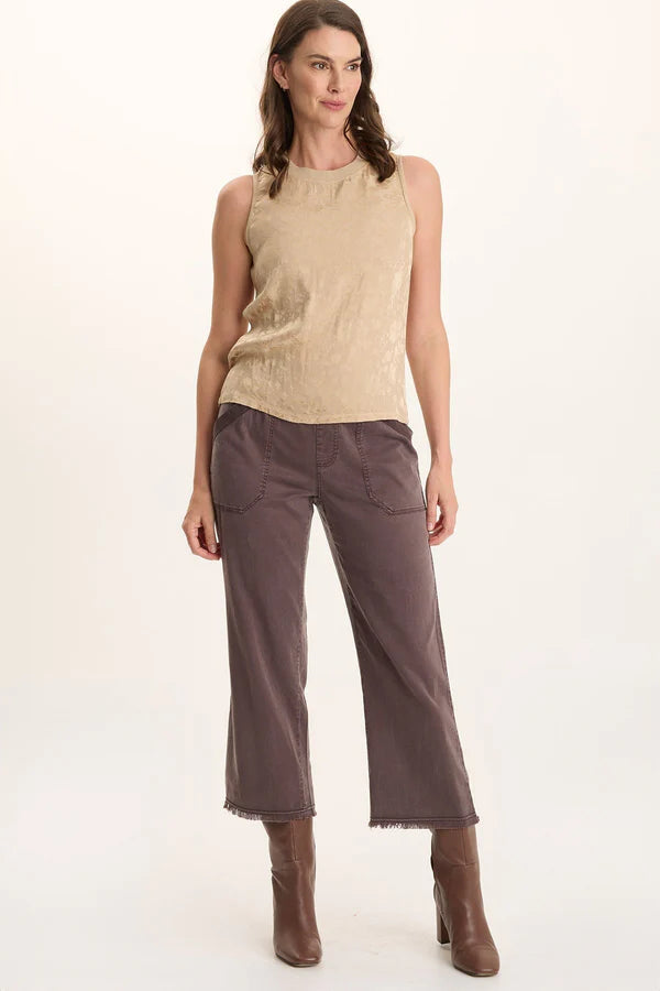 XCVI Daga Tencel Flared Leg Pull-On Crop Pant  in Bistro Pigment