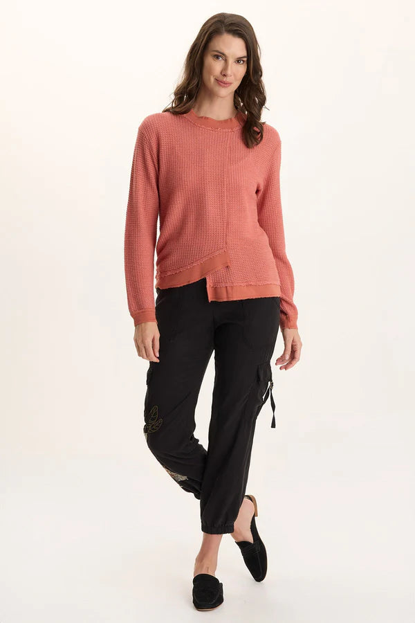 XCVI Alvis Thermal Asymmetrical Long-Sleeve Top  in Papaver