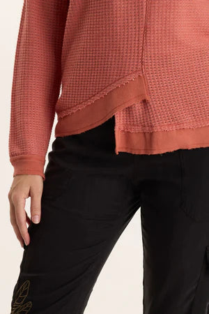 XCVI Alvis Thermal Asymmetrical Long-Sleeve Top  in Papaver