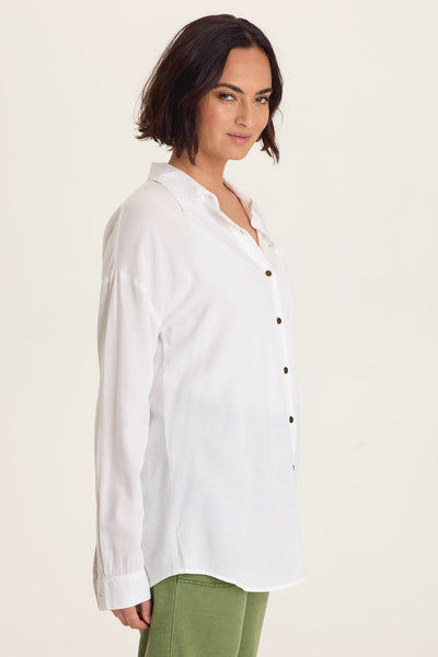 XCVI Wearables Dusten Lightweight Oversize Button-Up  in White