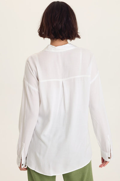 XCVI Wearables Dusten Lightweight Oversize Button-Up  in White