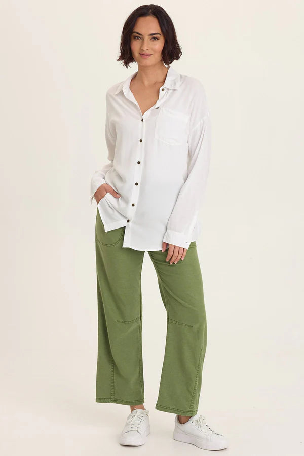 XCVI Wearables Dusten Lightweight Oversize Button-Up  in White