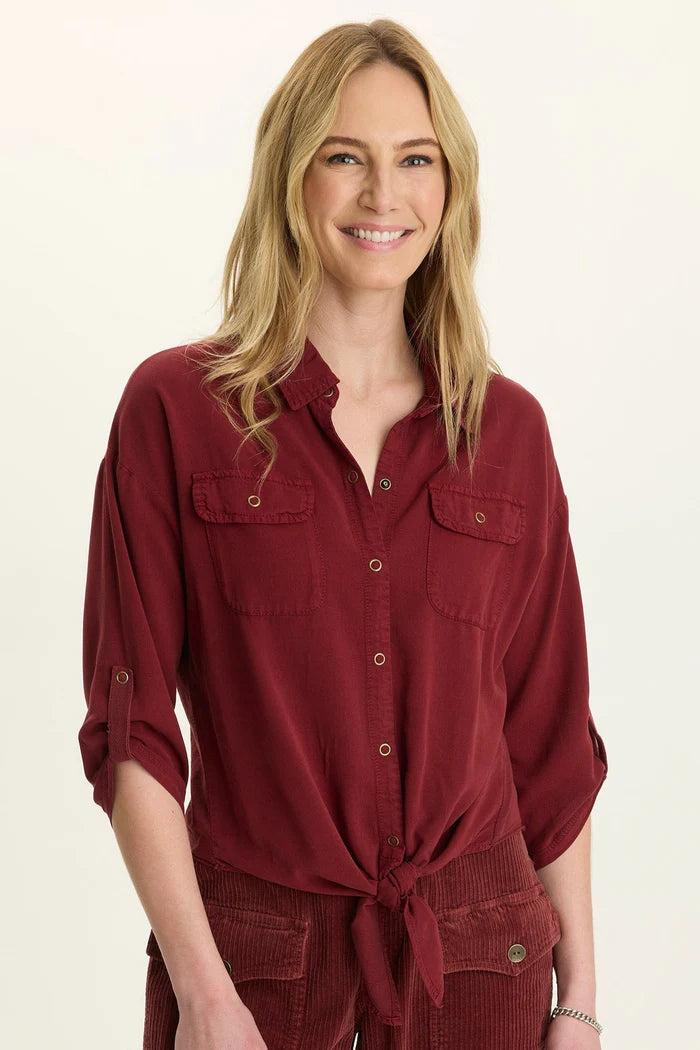 XCVI Wearables Tyrell Lightweight Tie-Front Button-Up  in Salem&