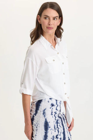 XCVI Wearables Tyrell Lightweight Tie-Front Button-Up White