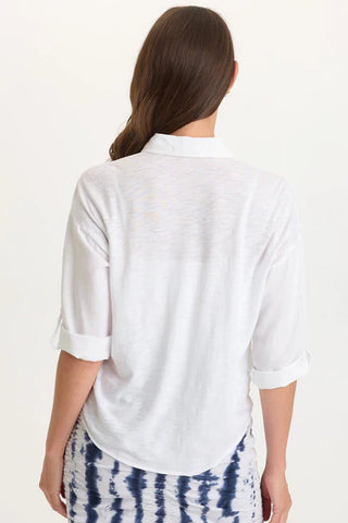 XCVI Wearables Tyrell Lightweight Tie-Front Button-Up White