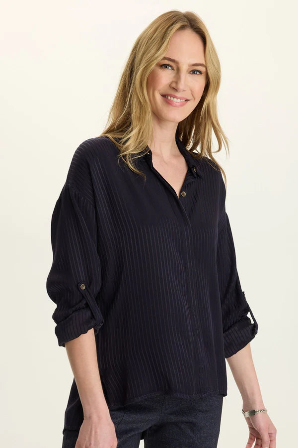 XCVI Wearables Aeson Button-Up - Navy
