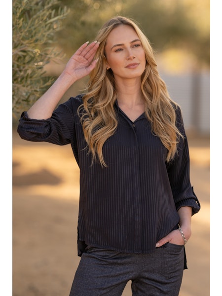 XCVI Wearables Aeson Button-Up - Navy