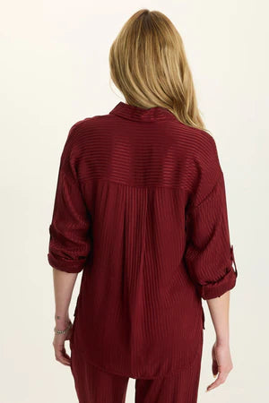 XCVI Wearables Aeson Relaxed-Fit Stripe Button-Up  in Salem&