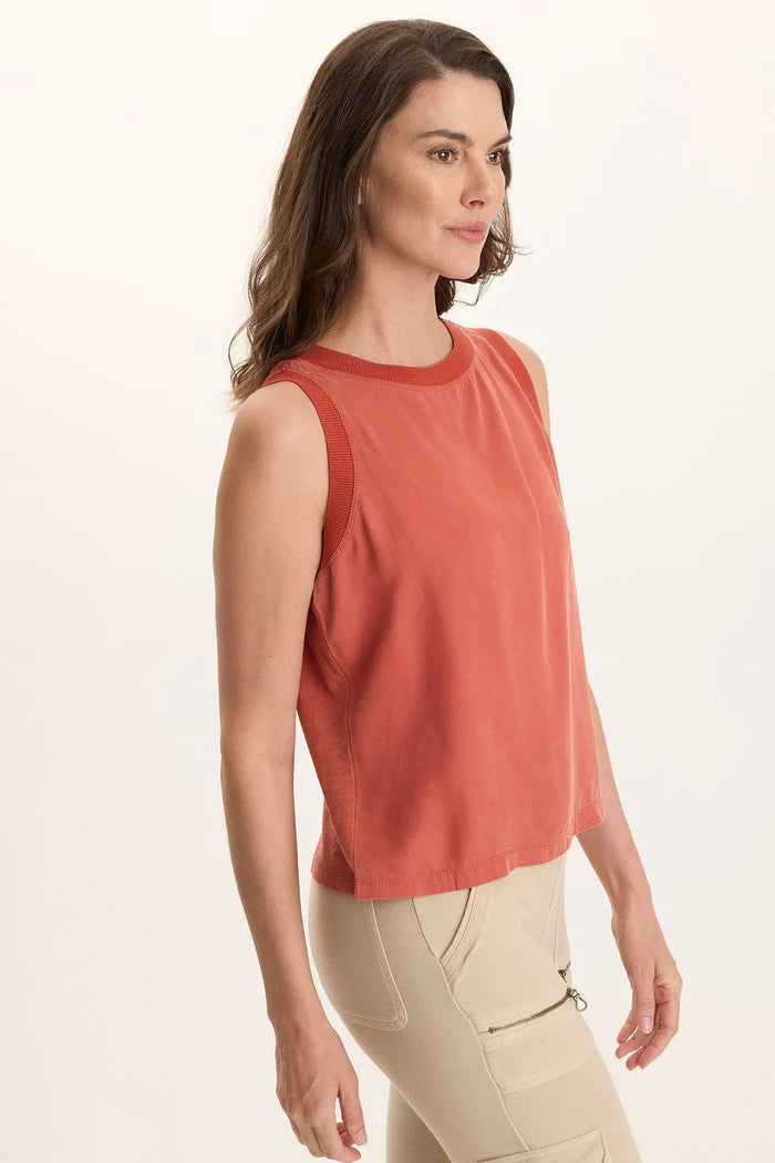 XCVI Katrine Soft Twill Elevated Tank  in Papaver