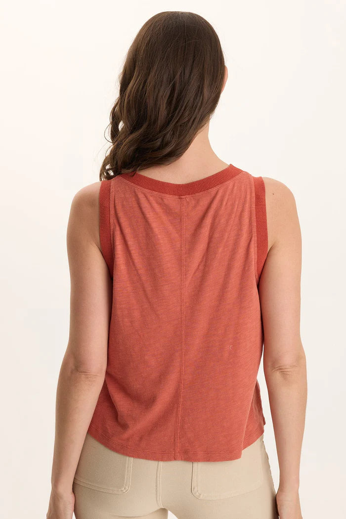 XCVI Katrine Soft Twill Elevated Tank  in Papaver