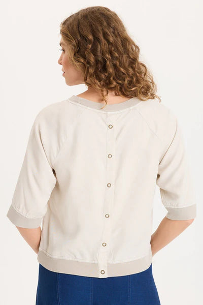 XCVI Linton Twill/Rib Snap-Up Back Top  in Center Stage Pigment