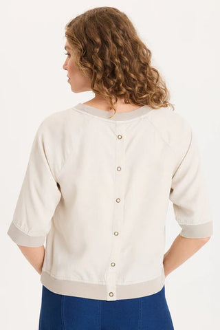 XCVI Linton Twill/Rib Snap-Up Back Top  in Center Stage Pigment