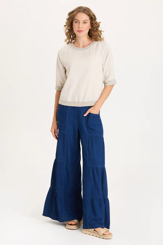 XCVI Linton Twill/Rib Snap-Up Back Top  in Center Stage Pigment
