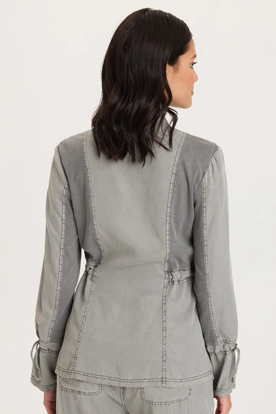 XCVI Hall Four Pocket Cinchable Twill/Rib Jacket  in Magnetic Grey Pigment