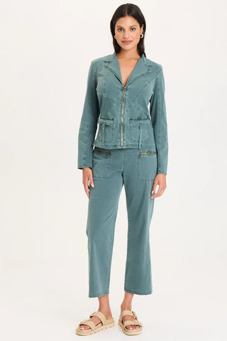 XCVI Riddell Twill Zip Up Jacket  in Ocean Storm Pigment