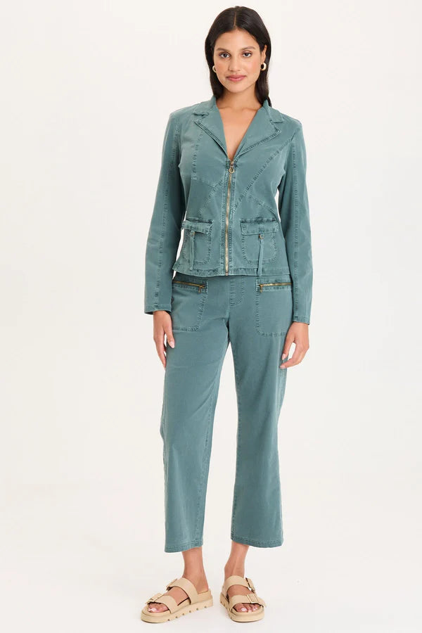 XCVI Riddell Twill Zip Up Jacket  in Ocean Storm Pigment