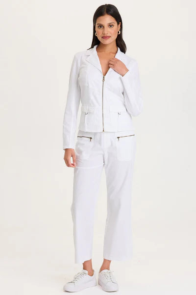 XCVI Darrow Zipper Pockets Pant  in White