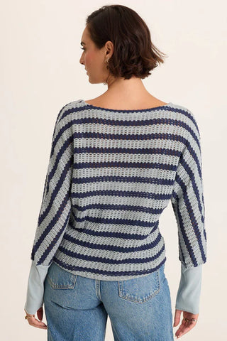 XCVI Gowen Stripe Knit Kimono Long Sleeves Top  in Carefree Pigment