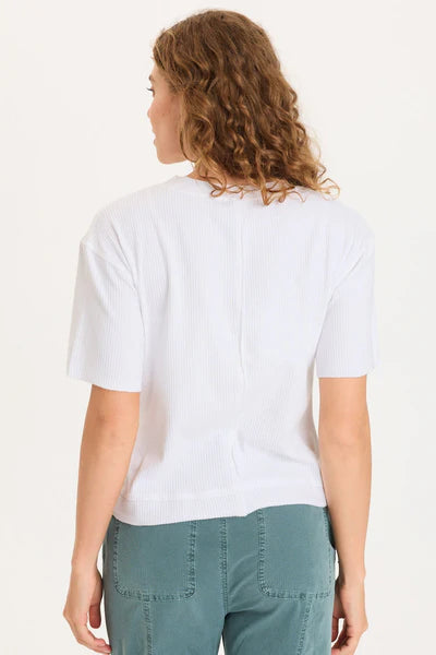 XCVI Cairns Longer Short Sleeve Double Hem Tee  in White