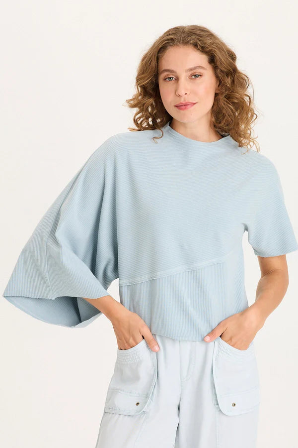 XCVI Gilchrist Asymmetrical Sleeve Top  in Carefree Pigment