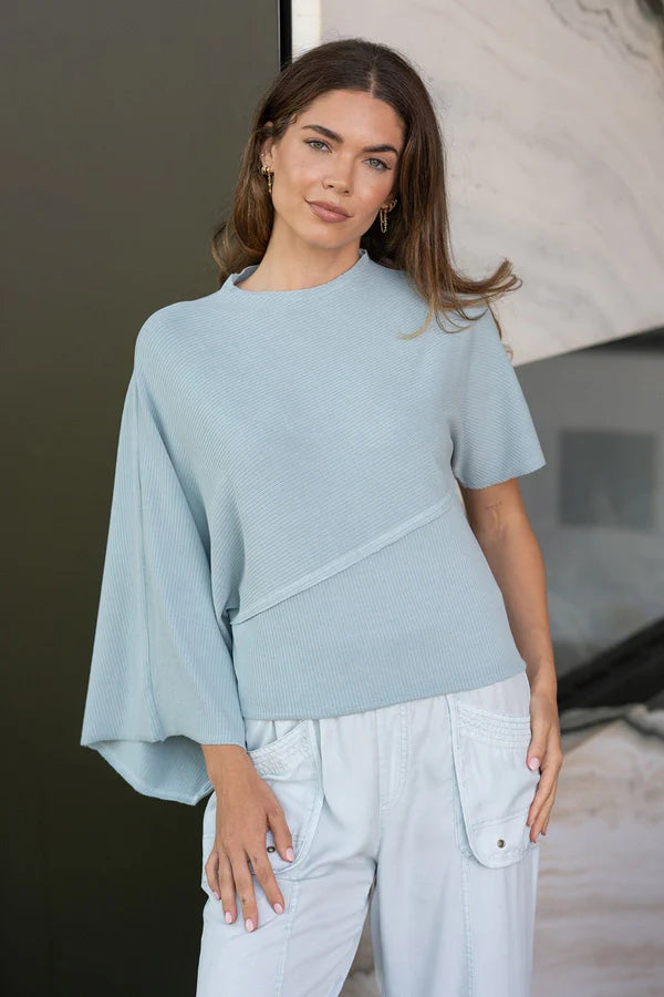 XCVI Gilchrist Asymmetrical Sleeve Top  in Carefree Pigment