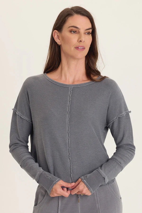 XCVI Wearables Annika Long Sleeve Boat Neck Top  in Nebulous Pigment