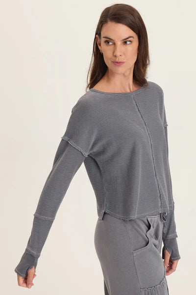 XCVI Wearables Annika Long Sleeve Boat Neck Top  in Nebulous Pigment
