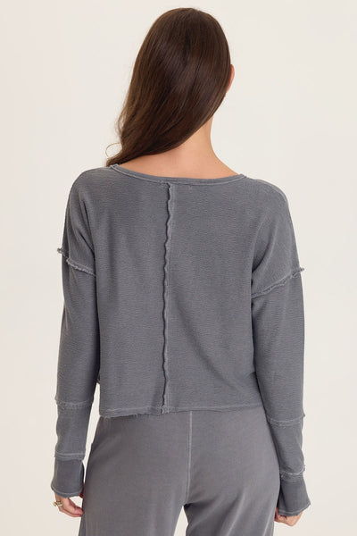 XCVI Wearables Annika Long Sleeve Boat Neck Top  in Nebulous Pigment