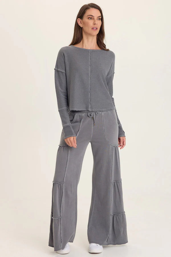 XCVI Wearables Annika Long Sleeve Boat Neck Top  in Nebulous Pigment