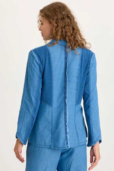 XCVI Floris Indigo Front-Tie Jacket  in Etiolate Wash