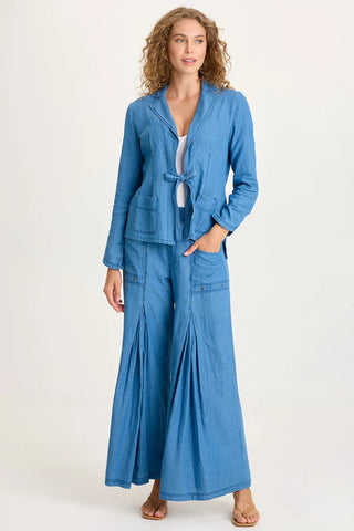 XCVI Jerona Indigo Pleated Wide Leg Pant  in Etiolate Wash