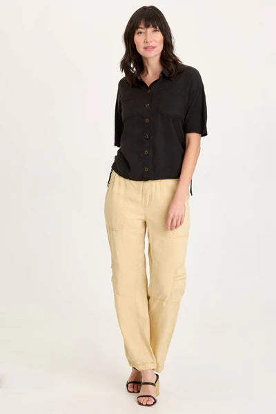 XCVI Taran Twill Sleek Cargo Pant Raffia Pigment