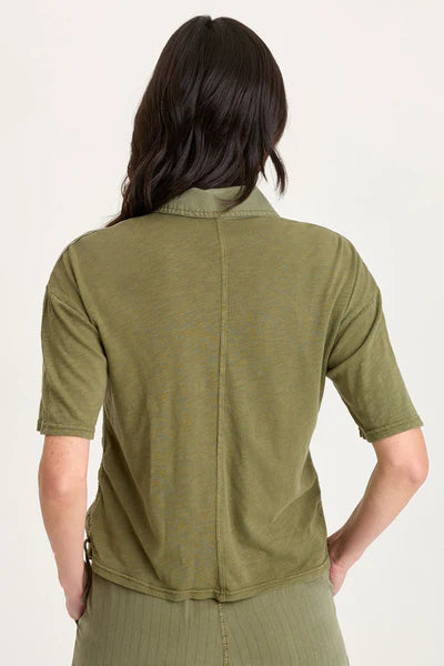 XCVI Kimbel Twill Classic Button-Up Top Espalier Pigment
