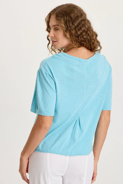 XCVI Esti Linen Short Sleeve Tee  in Mermaid Tail Pigment