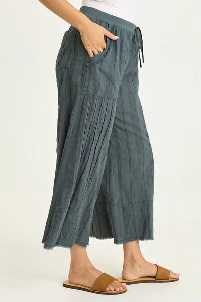 XCVI Wearables Doyen Textured Gauze Crop  in Hawthorn Leaf