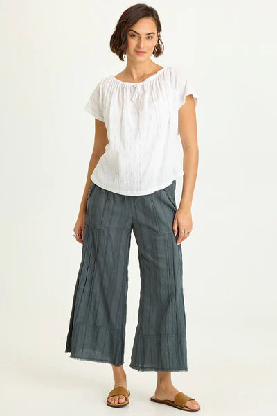 XCVI Wearables Doyen Textured Gauze Crop  in Hawthorn Leaf