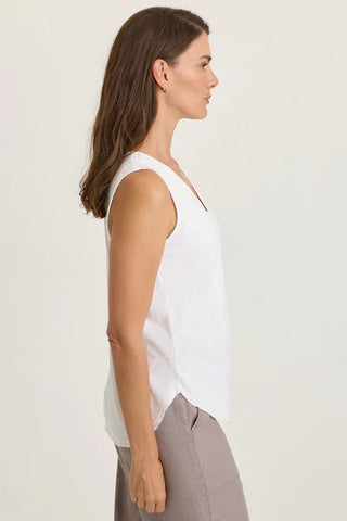 XCVI Wearables Nila Twill/Jersey V-Neck Tank  in White