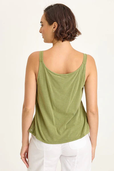 XCVI Hedley Gauze/Jersey Box Pleat Tank  in Garnish Pigment