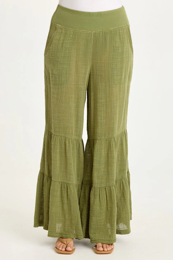 XCVI Wearables Lando Gauze Tiered-Bottom Pant  in Garnish Pigment