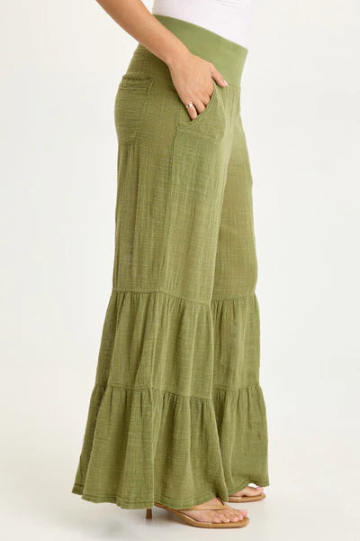XCVI Wearables Lando Gauze Tiered-Bottom Pant  in Garnish Pigment