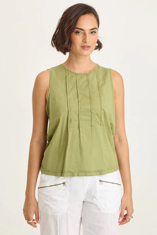 XCVI Wearables Jerilene Voile Pintuck Tank  in Garnish Pigment