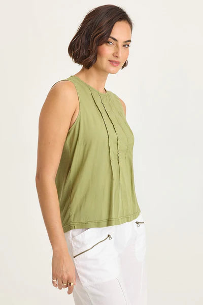 XCVI Wearables Jerilene Voile Pintuck Tank  in Garnish Pigment