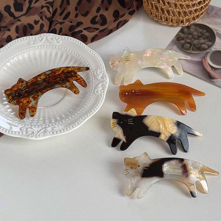 Playful Cat Hair Clips, Animal - Inspired Acetate Hair Claw