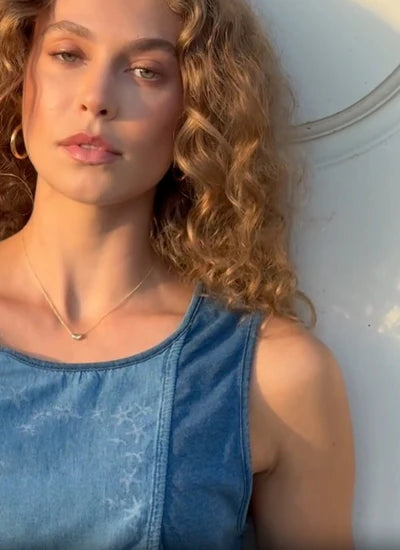 XCVI Cobie Printed Indigo Corded Tank  in Etiolate Wash