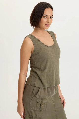 XCVI Etano Jersey Scoop Neck Tank English Moss