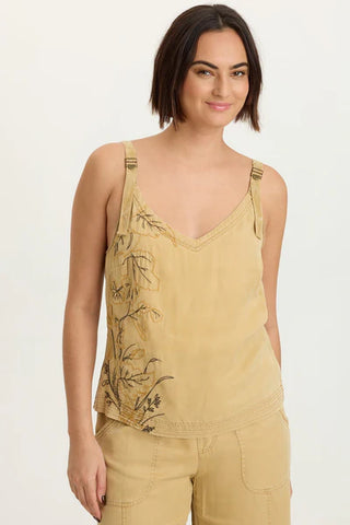 XCVI Embroidered Faizon Twill Tank Sepia Pigment