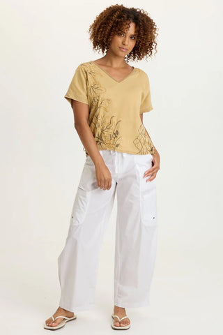 XCVI Embroidered Dashell Twill Top Sepia Pigment