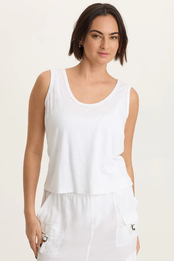XCVI Etano Jersey Scoop Neck Tank White